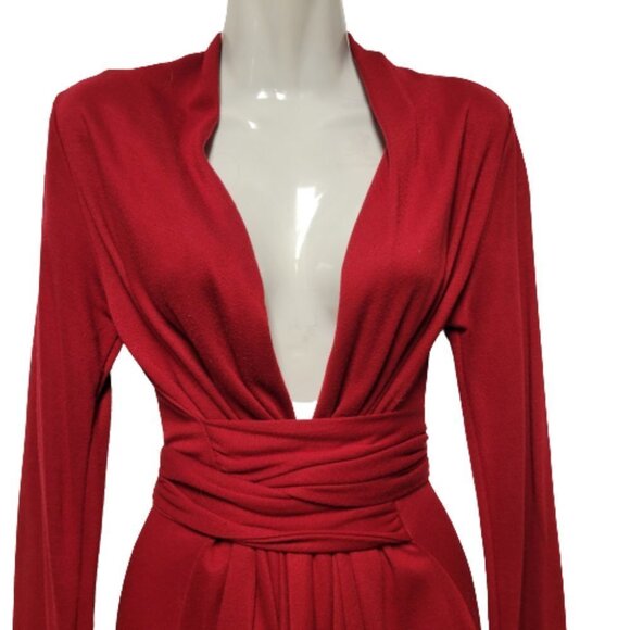 RED Cardigan Jacket Open Front Sweater Coat Cover Up- S/M - Picture 3 of 7